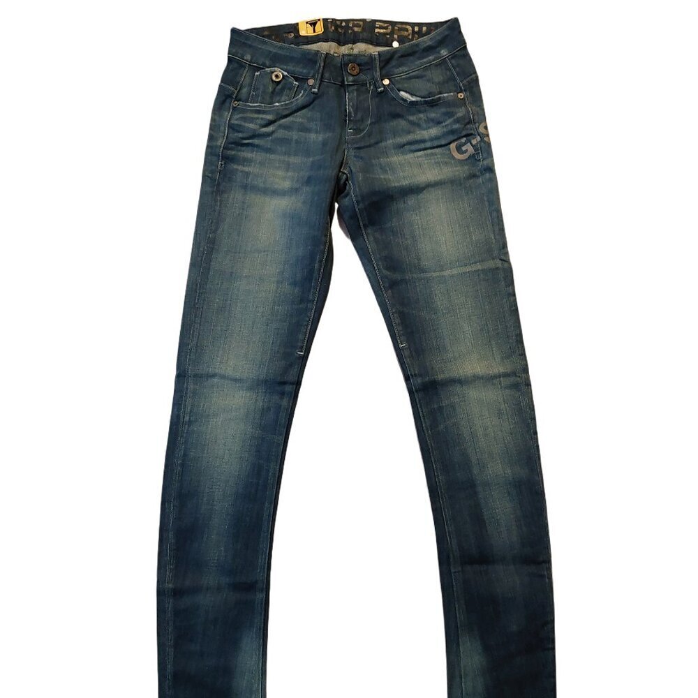G-Star Raw Corvet Skinny Border Embro Comfort Ponte Blue Denim Jeans Sz 26 NWT